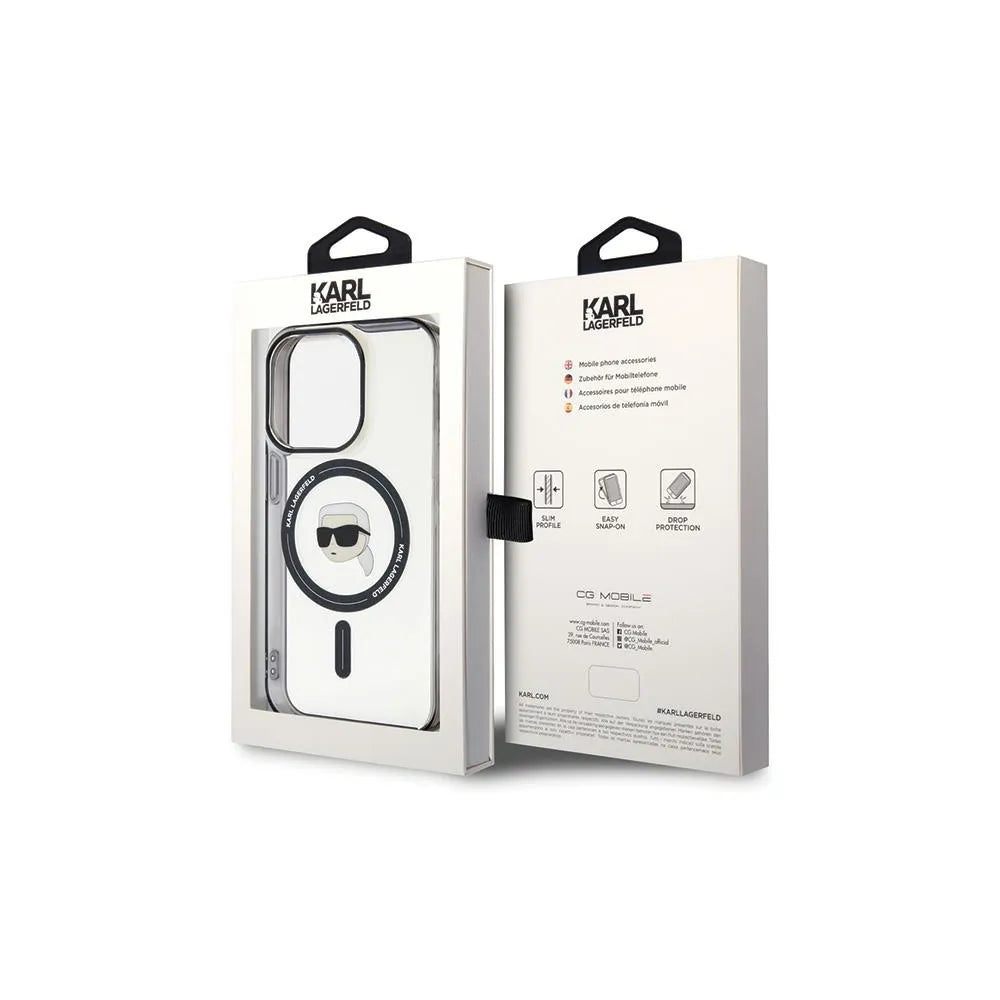 Originalna KARL LAGERFELD Hardcase KLHMP15LHKHNOTK maska za iPhone 15 PRO (Karl Head + MAG / prozorna)