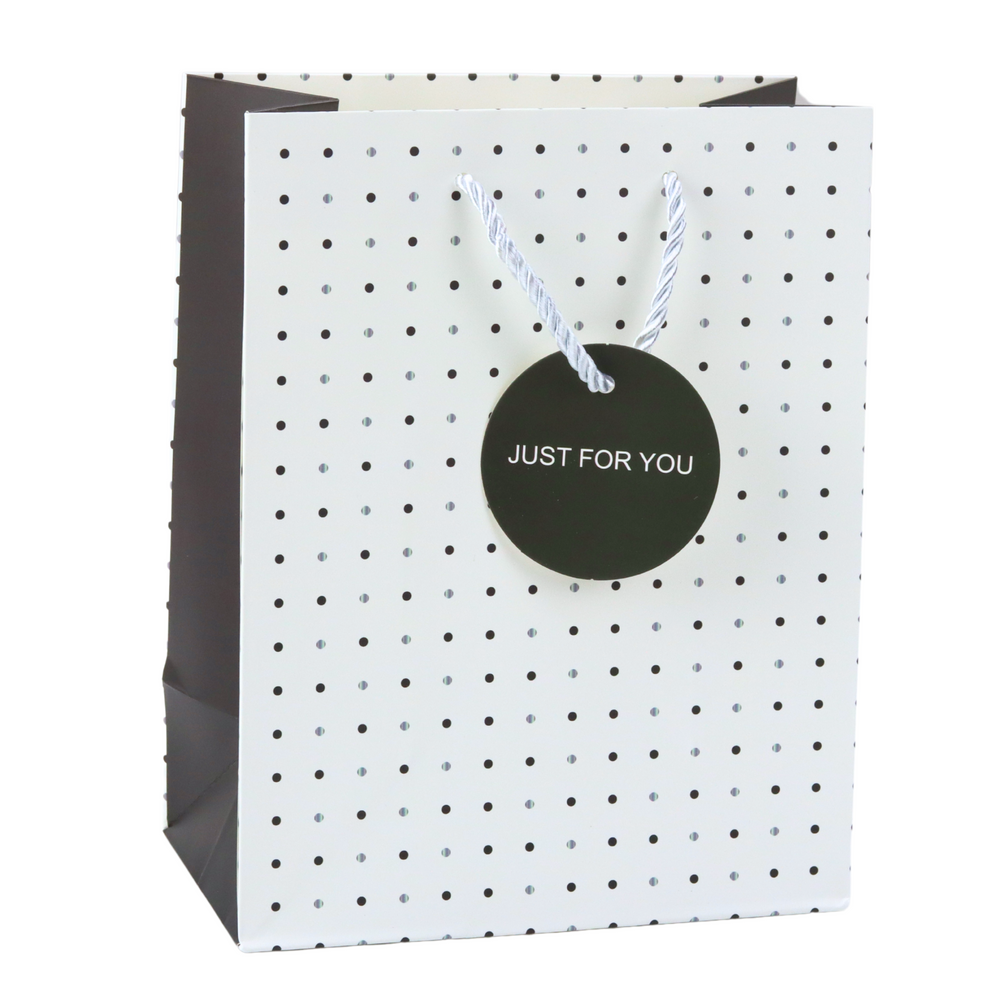 Gift Bag With Dots Inscription Just For You 23 x 18 x 10.5 cm
