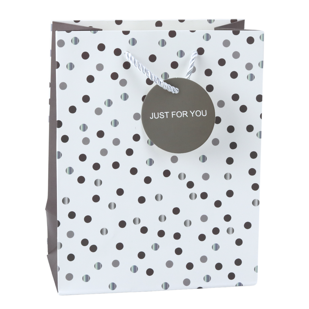 Gift Bag With Dots Inscription Just For You 23 x 18 x 10.5 cm