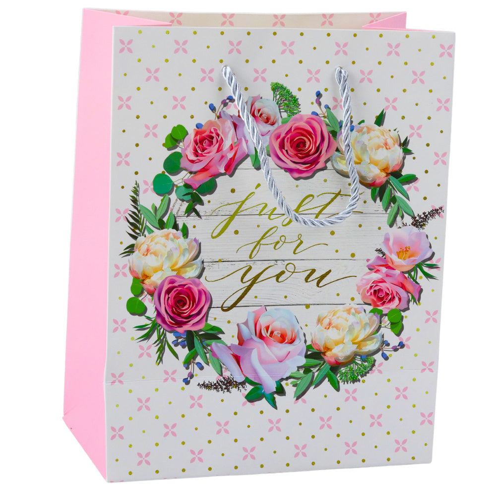 Gift Bag Patterns Flowers Best Wishes 23 x 18 x 10.5 cm