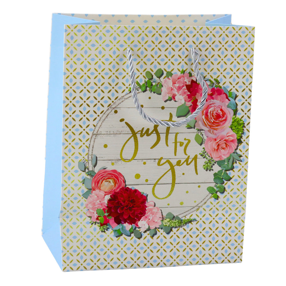 Gift Bag Patterns Flowers Best Wishes 23 x 18 x 10.5 cm