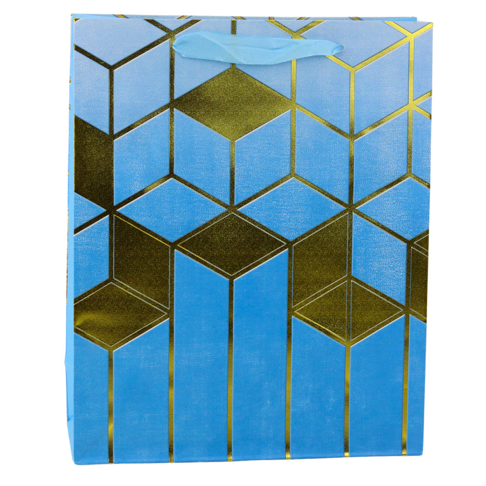 Paper Gift Bag Geometric Patterns Gold 32 x 26 x 12 cm