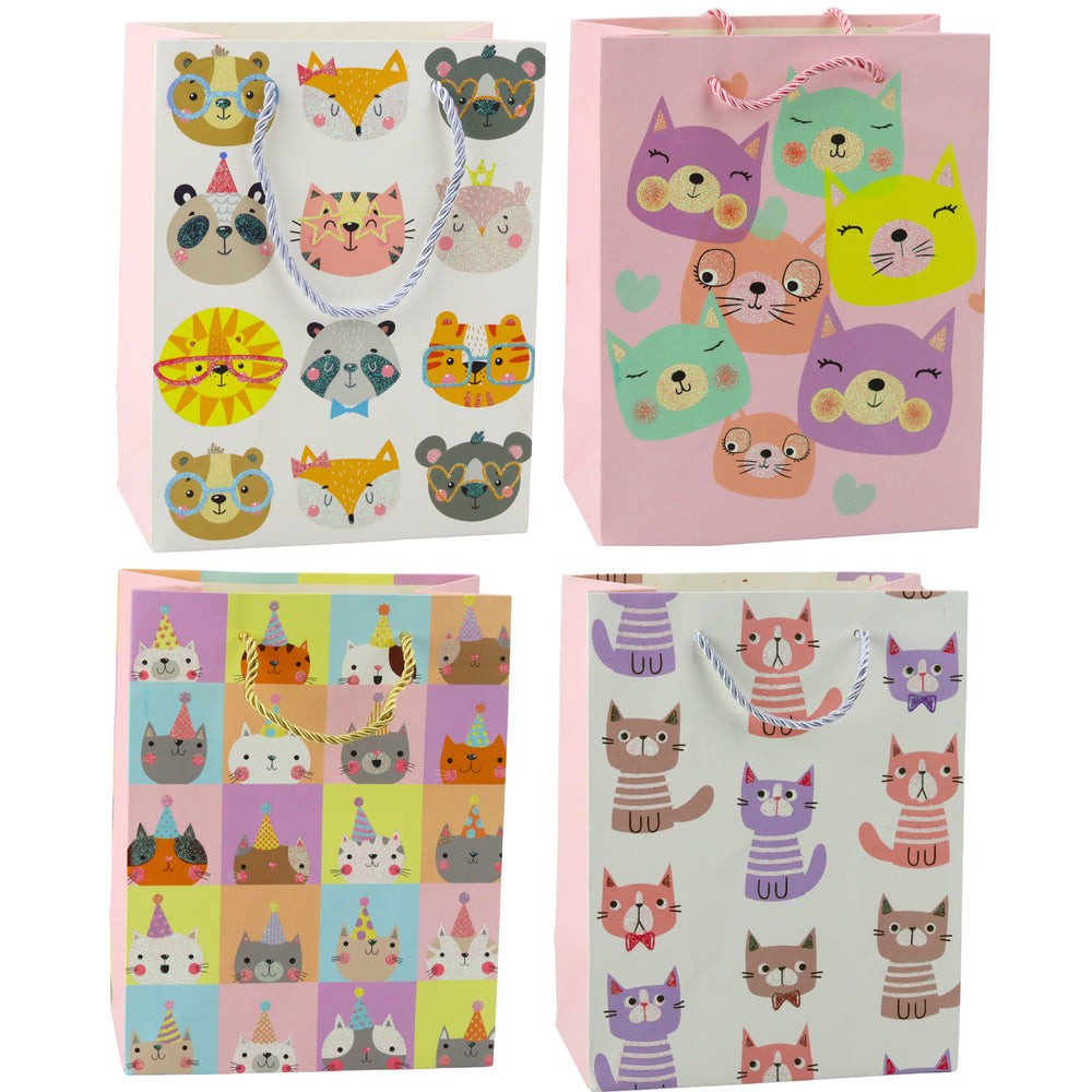 Paper Gift Bag Cats Glitter 23 x 18 x 10.5 cm