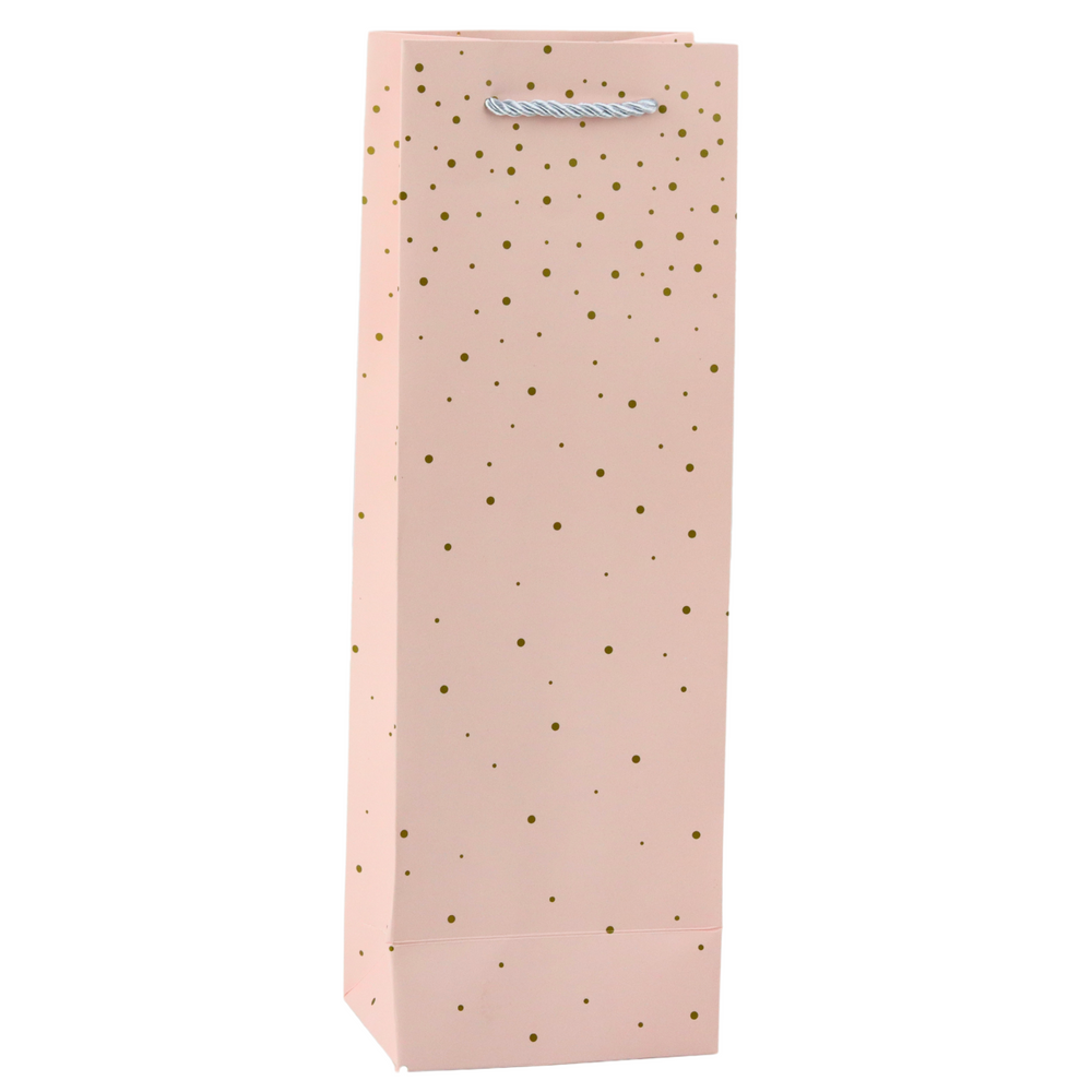 Wine Bottle Paper Gift Bag Gold Dots 35 x 12 x 9 cm
