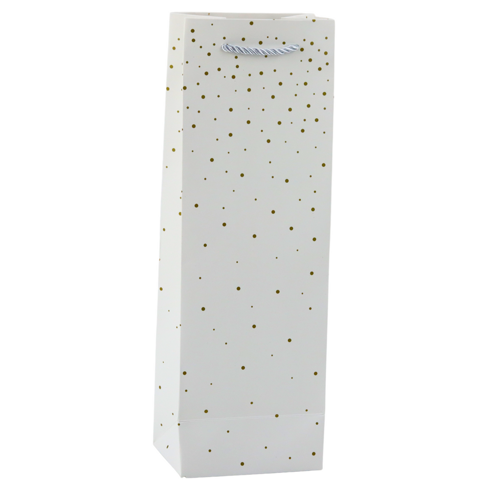 Wine Bottle Paper Gift Bag Gold Dots 35 x 12 x 9 cm