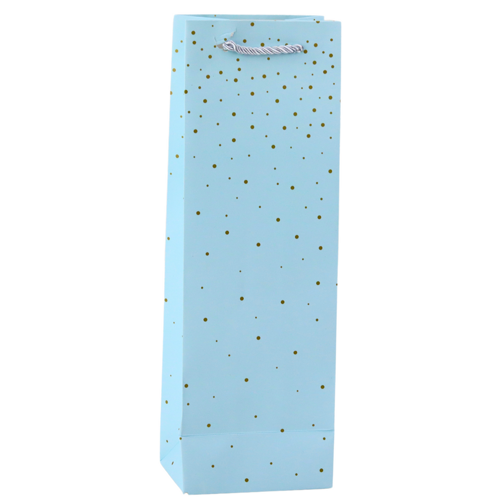 Wine Bottle Paper Gift Bag Gold Dots 35 x 12 x 9 cm