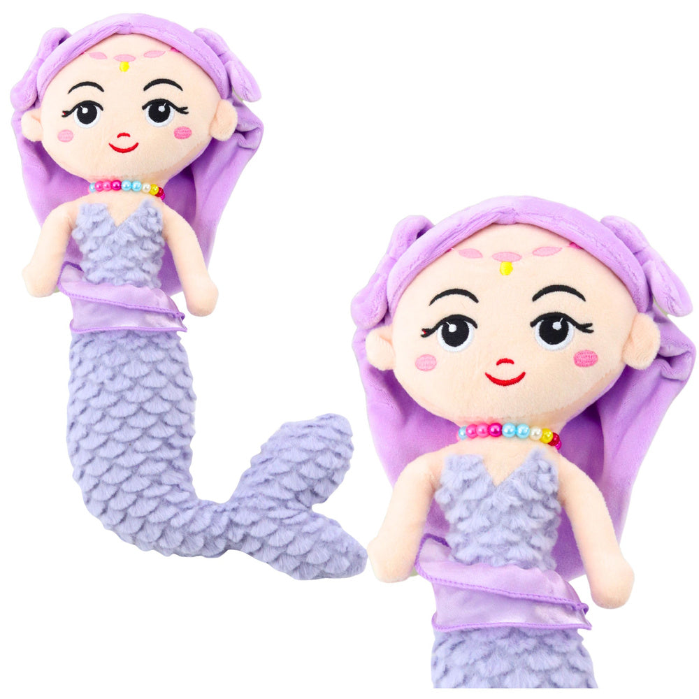 Plišana igračka sirena s pletenim repom 32 cm - ljubičasta