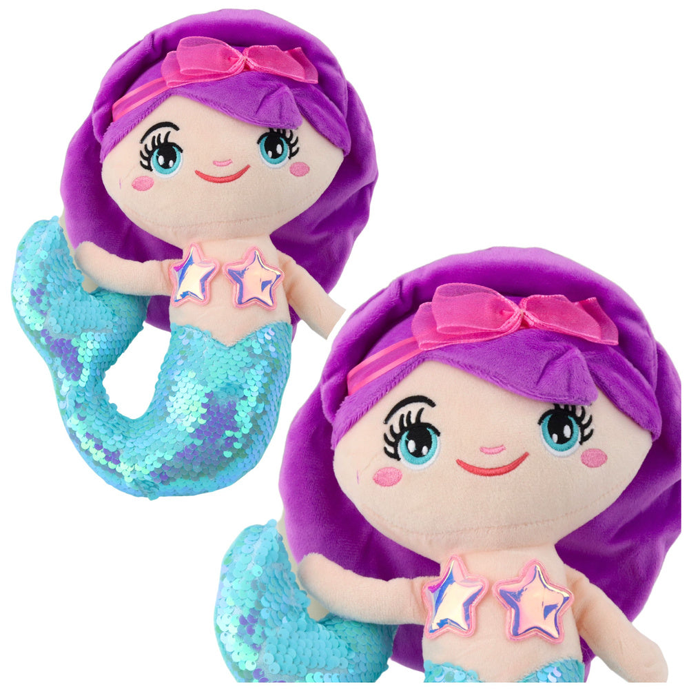 Plišana igračka sirena s šljokastim repom 28 cm - tirkizno/ljubičasta