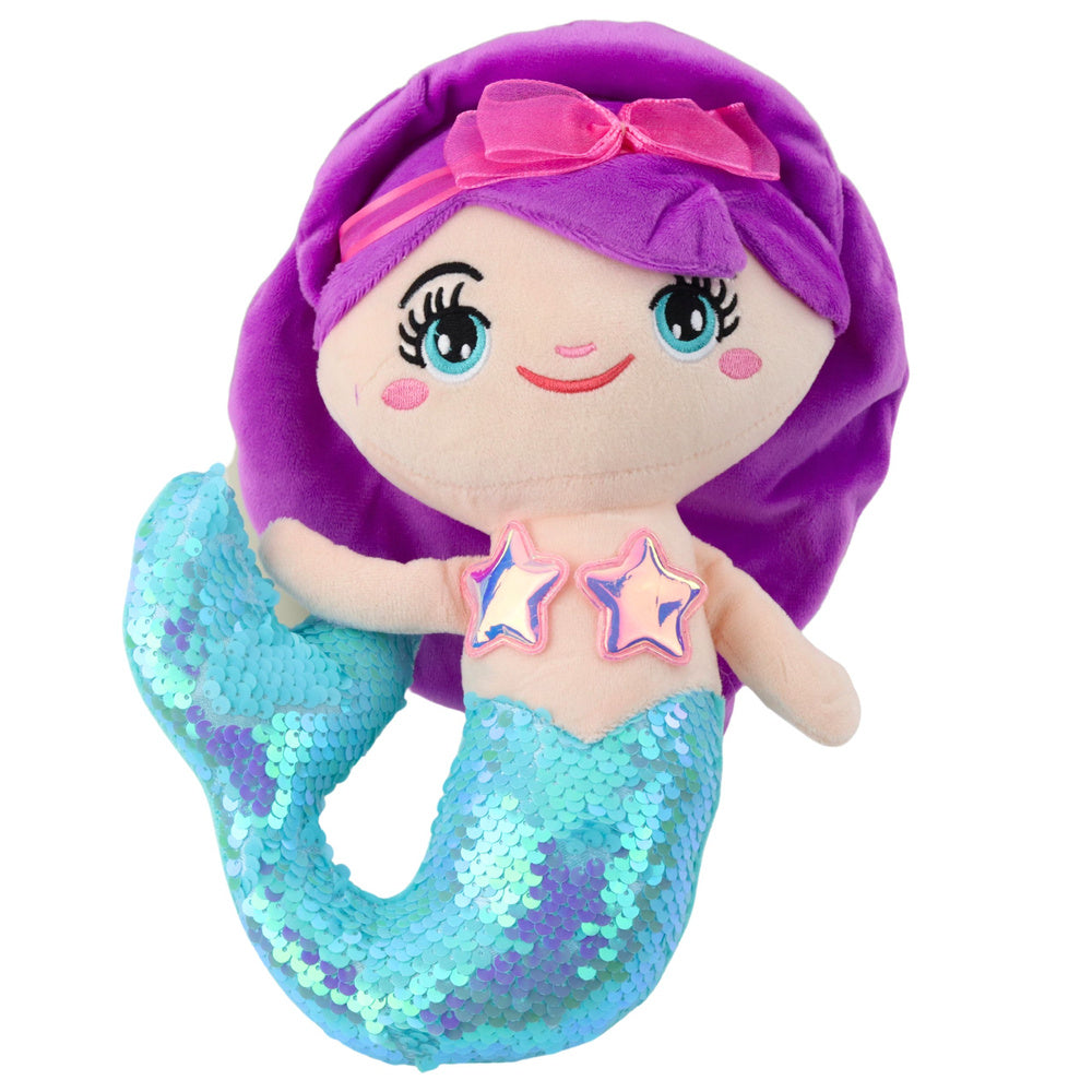 Plišana igračka sirena s šljokastim repom 28 cm - tirkizno/ljubičasta