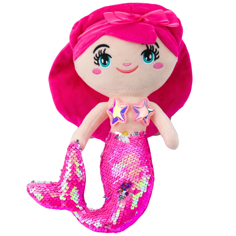Plišana igračka sirena s šljokastim repom 30 cm - roza