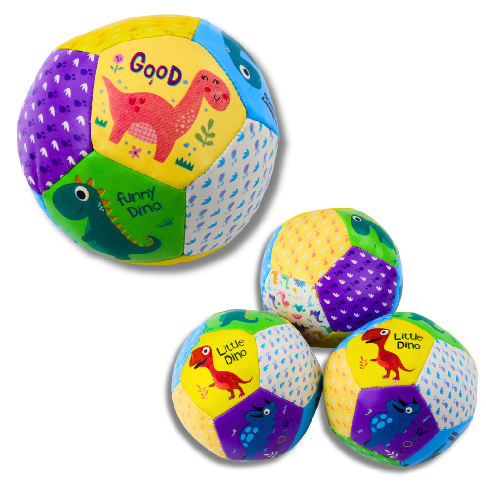 Set od tri mekane lopte s motivom veselog dinosaura - 9cm