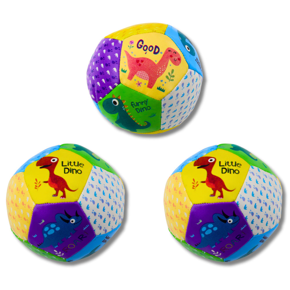 Set od tri mekane lopte s motivom veselog dinosaura - 9cm