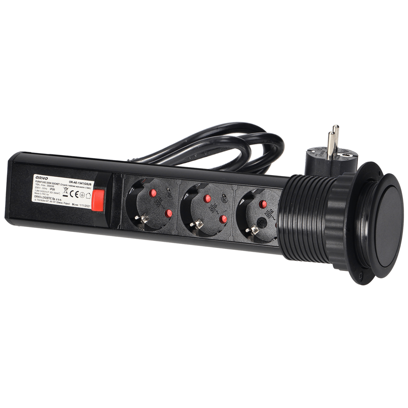 Orno Podaljšek s 3 x Schuko vtičnicami, vgradni - OR-AE-1347(GS)/B