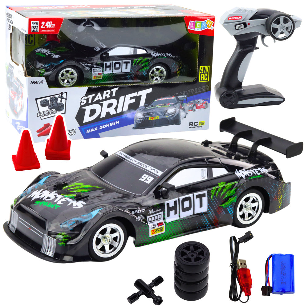 Auto na daljinsko upravljanje Start Drift sa promjenjivim kotačima 30km/h 1:16 - crni