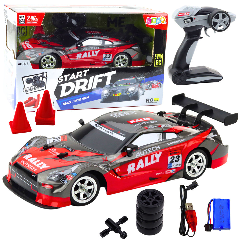 Auto na daljinsko upravljanje Start Drift sa promjenjivim kotačima 30km/h 1:16 - crveno/crni