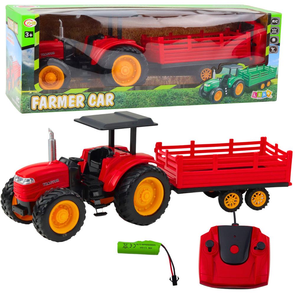 Traktor s prikolicom na daljinsko upravljanje - 48 cm - crveni