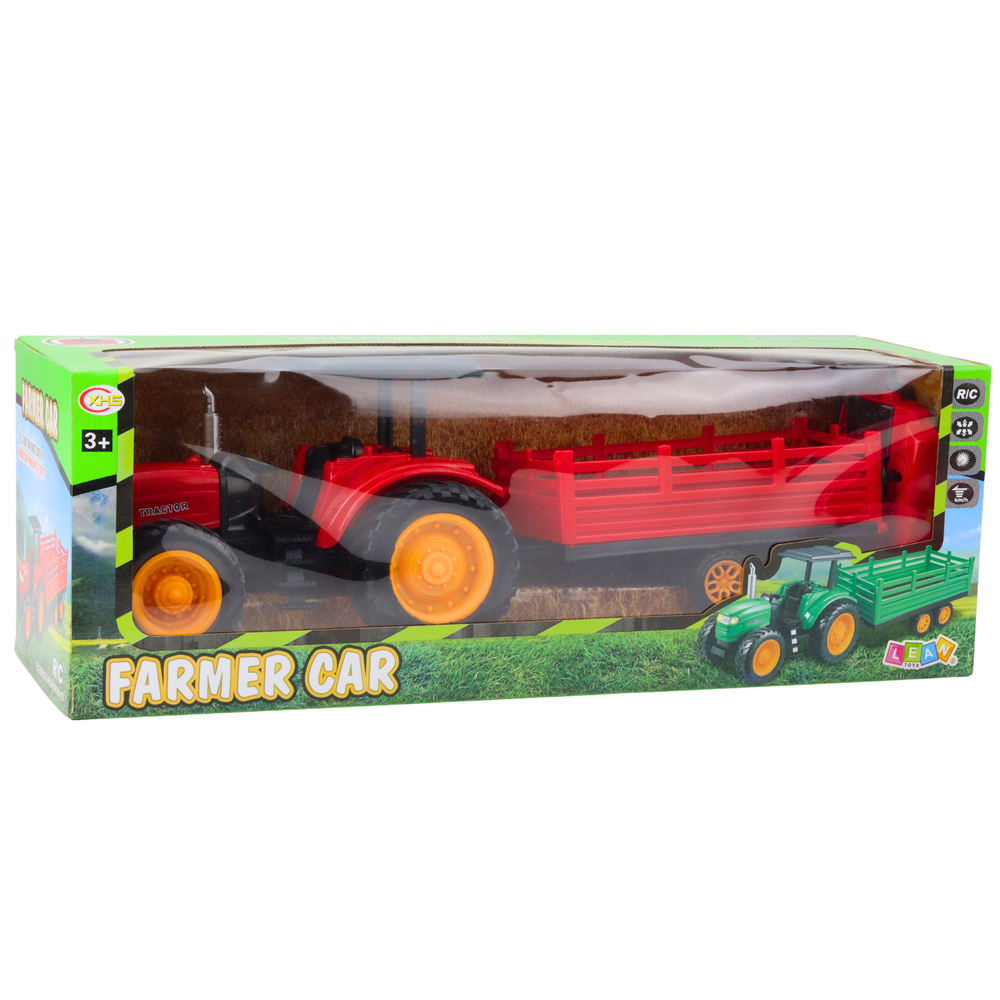 Traktor s prikolicom na daljinsko upravljanje - 48 cm - crveni