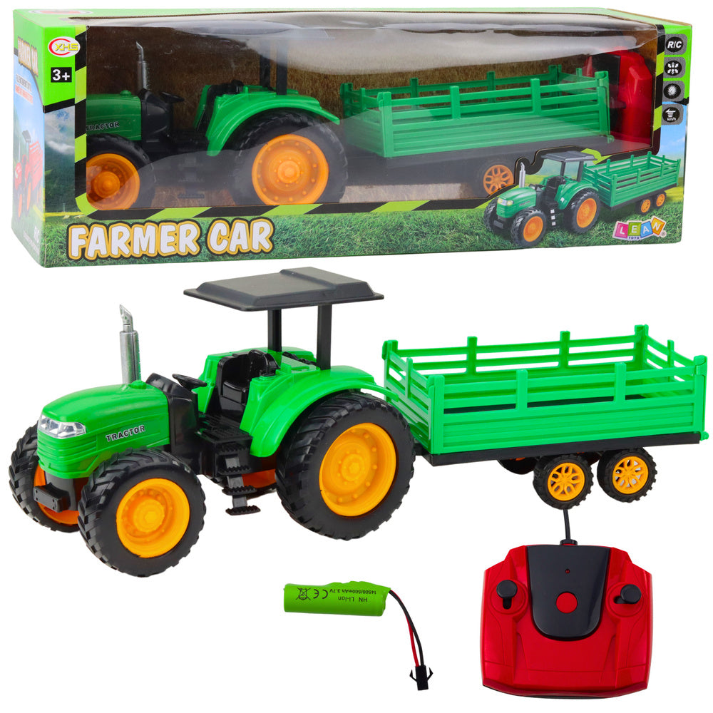 Traktor s prikolicom na daljinsko upravljanje - 48 cm - zeleni
