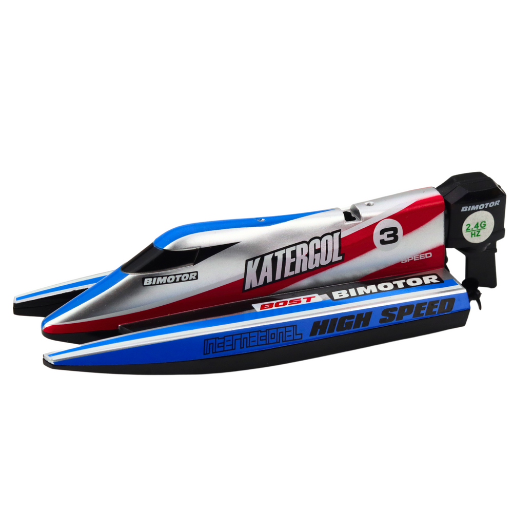 Brod na daljinsko upravljanje s dvostrukim motorom KATERGOL 14cm - crveno/bijelo/plavi