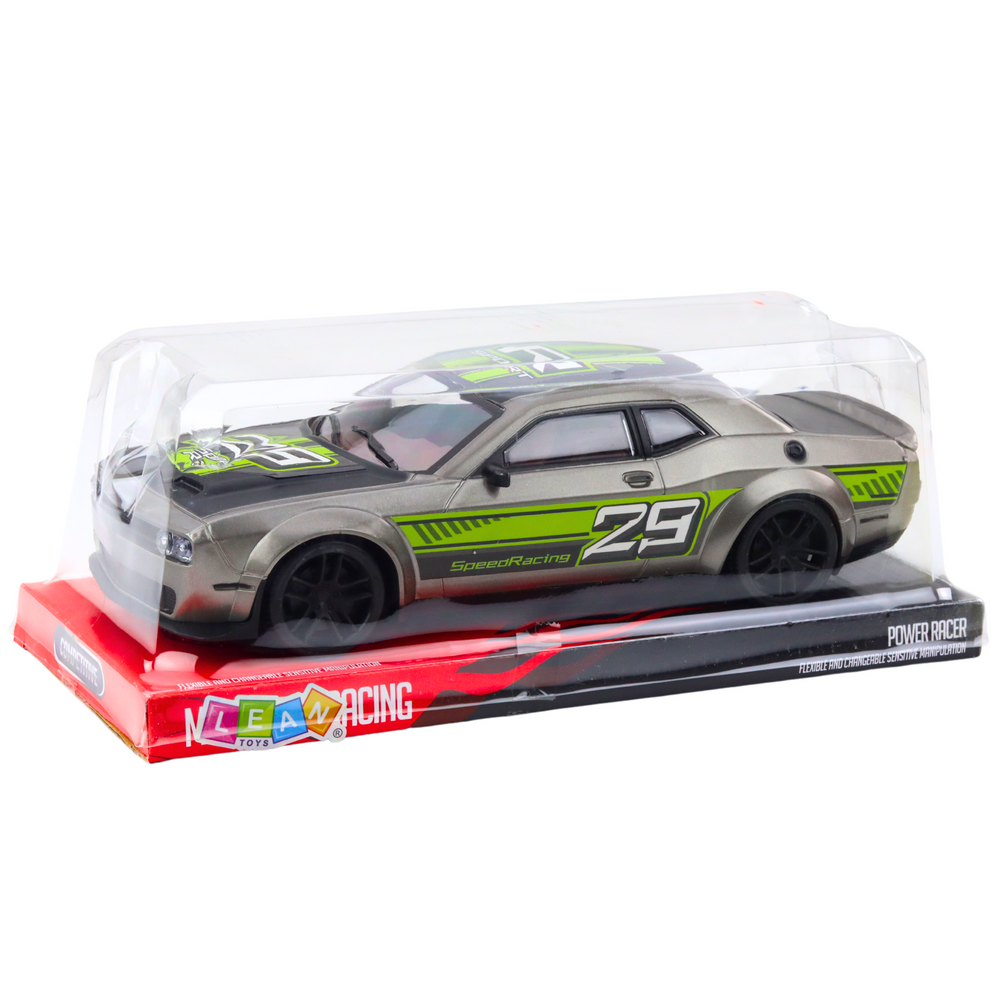 Sportski auto za igru s pogonom na stražnje kotače Glossy - 28 cm - srebrno/zeleni