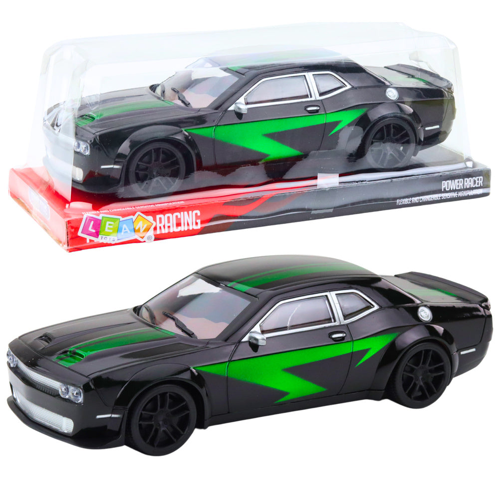 Sportski auto za igru s pogonom na stražnje kotače Glossy - 28 cm - crno/zeleni