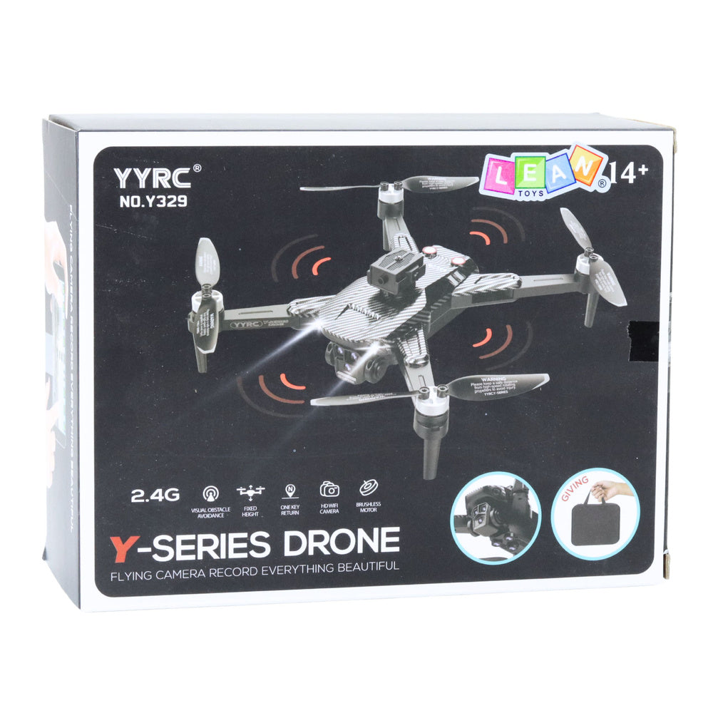Dron na daljinsko upravljanje Y329, HD kamera, WIFI, LED svjetla, aplikacija - karbon/crna