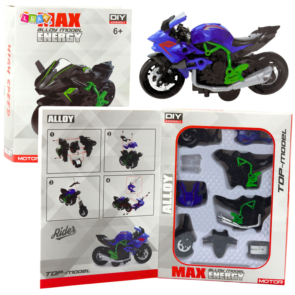 Metalni motor za sastavljanje 1:14 DIY - zeleno/plavi
