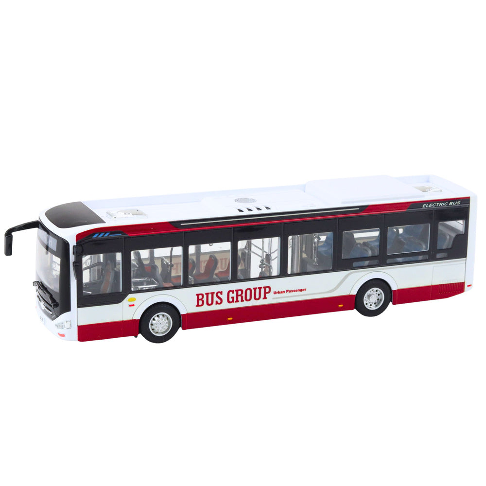 Metalni gradski autobus za igru Bus GROUP 1:42 - bijelo/crveni