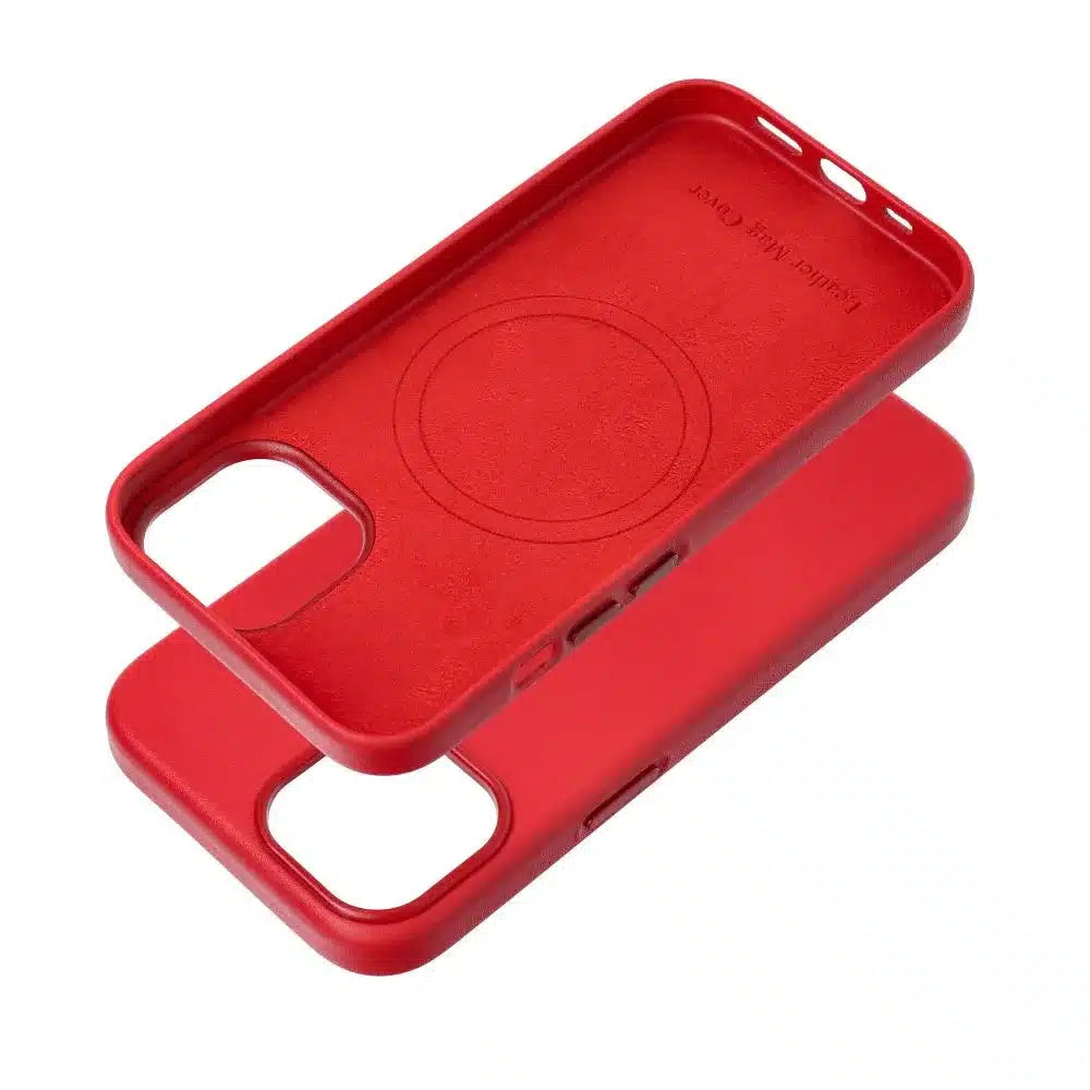 Usnjena prevleka Mag Cover, združljiva z MagSafe, za iPhone 15, rdeča