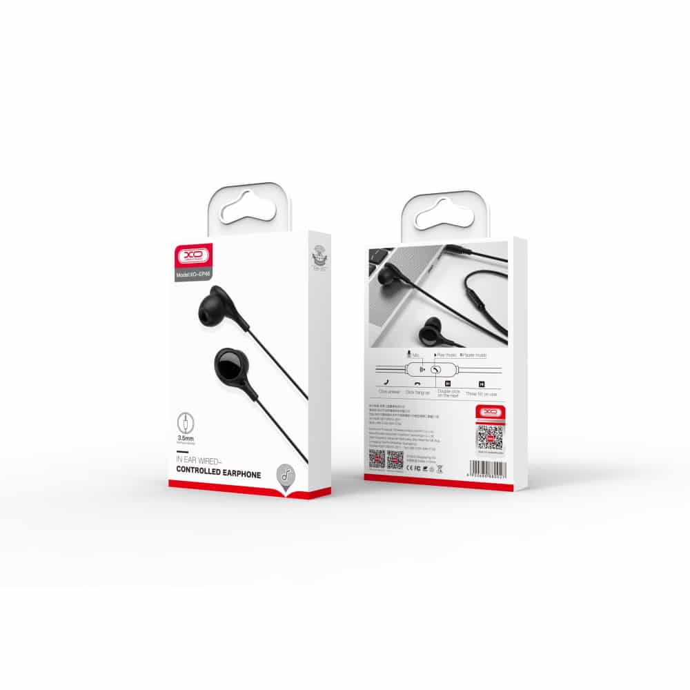 XO žične slušalke EP46 mini jack z odpravljanjem hrupa črne