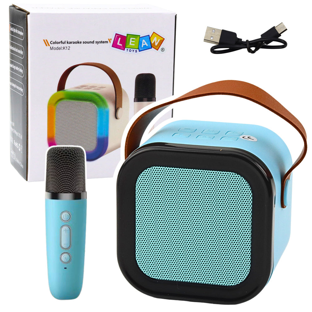 Mikrofon za karaoke sa zvučnikom K12 RGB Bluetooth - plavi