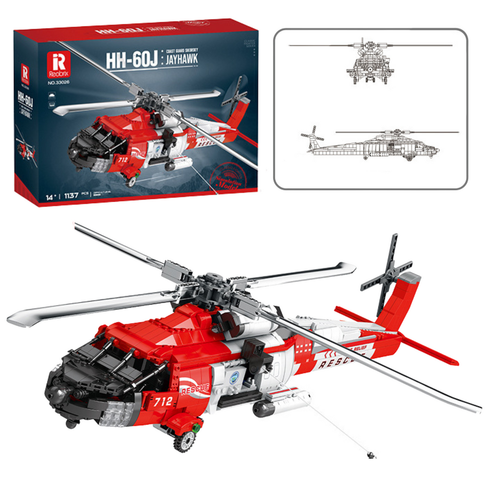 Kockice za slaganje helikoptera HH-60J Jayhawk sa 1137el - crveni