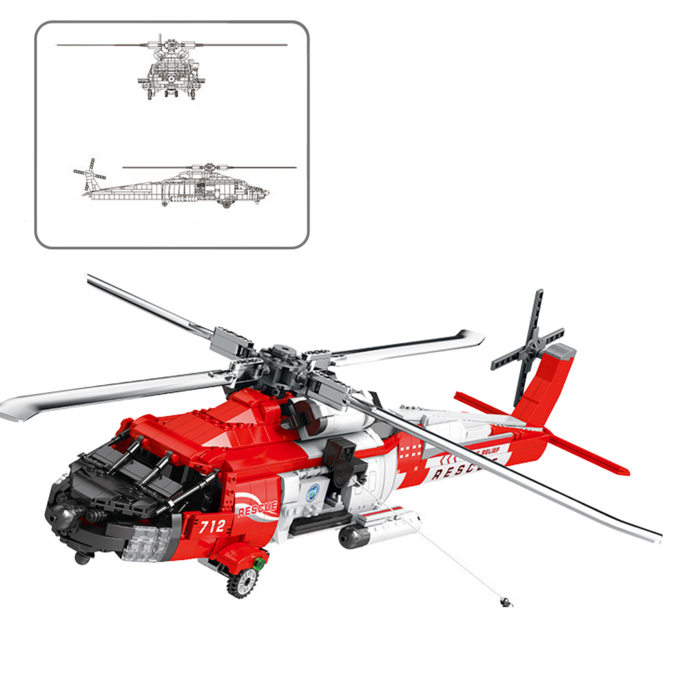 Kockice za slaganje helikoptera HH-60J Jayhawk sa 1137el - crveni