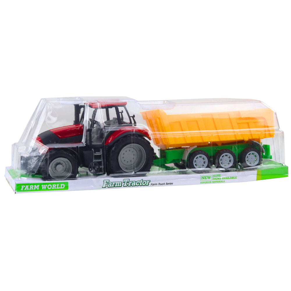 Poljoprivredni traktor s prikolicom 46cm - crveno/žuti