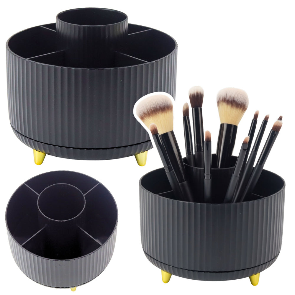 Rotirajući organizator za četke i ruž sa 5 pretinaca - crni