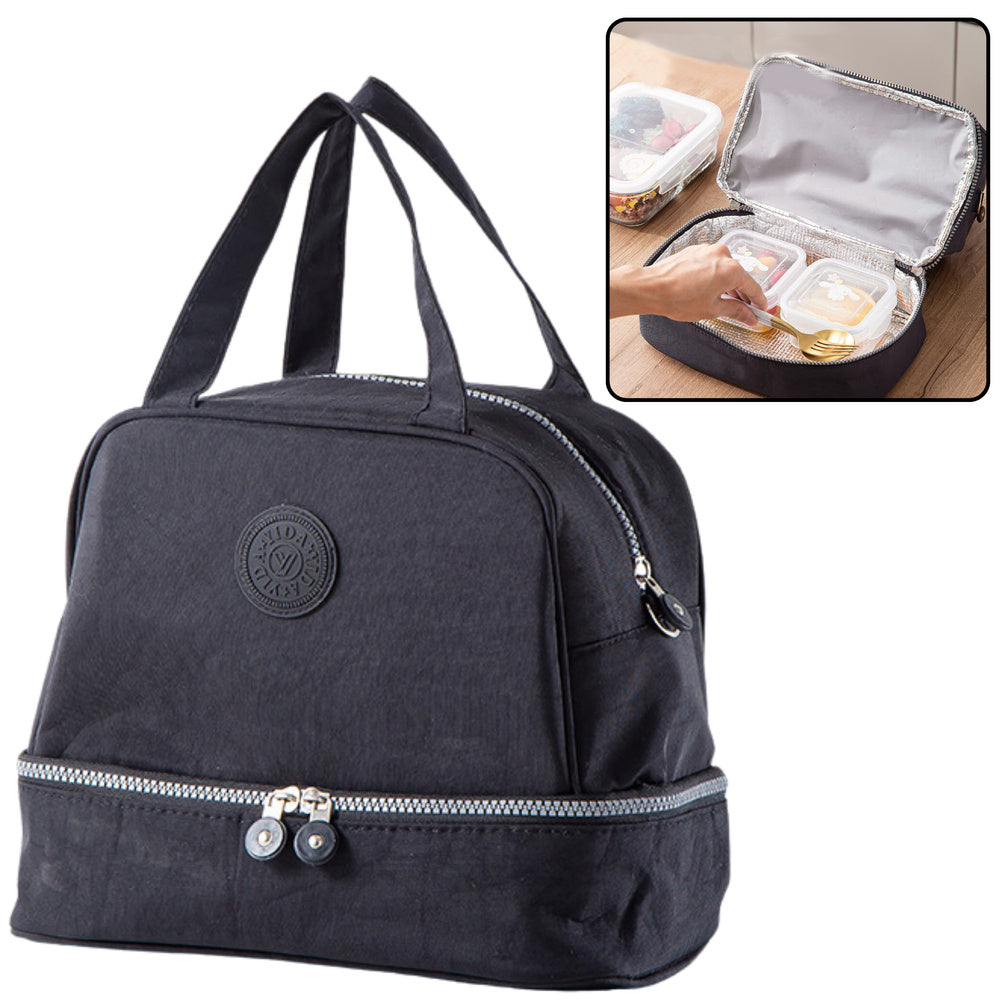 Funkcionalna i elegantna termo torba za ručak 27cm - crna