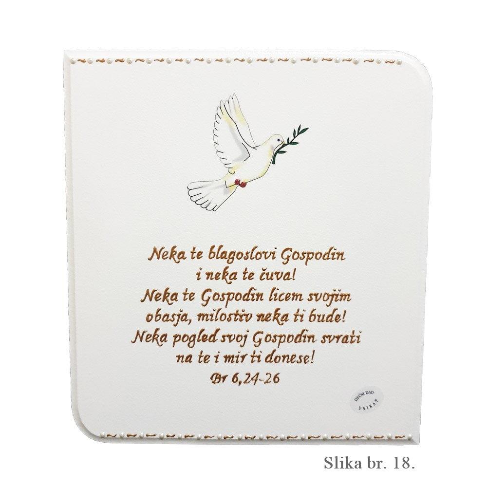 Ročno izdelane slike z molitvijo Angelu varuhu - za deklice