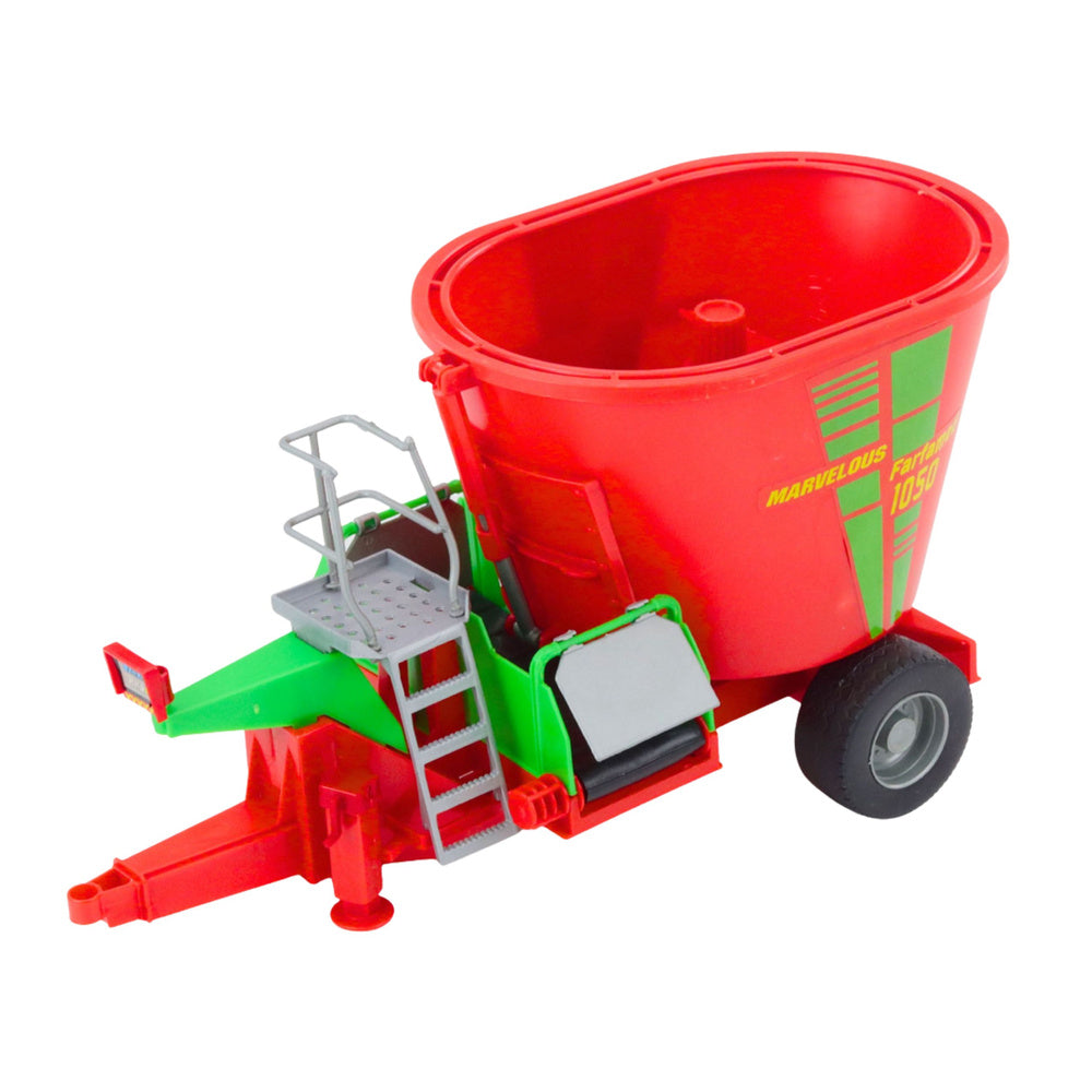 Traktor za igru sa mješalicom za stočnu hranu 50cm - crveno/zelena