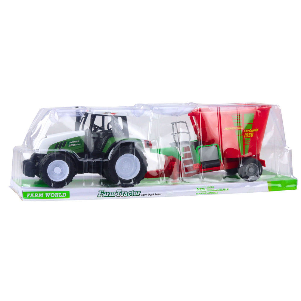 Traktor za igru sa mješalicom za stočnu hranu 50cm - crveno/zelena