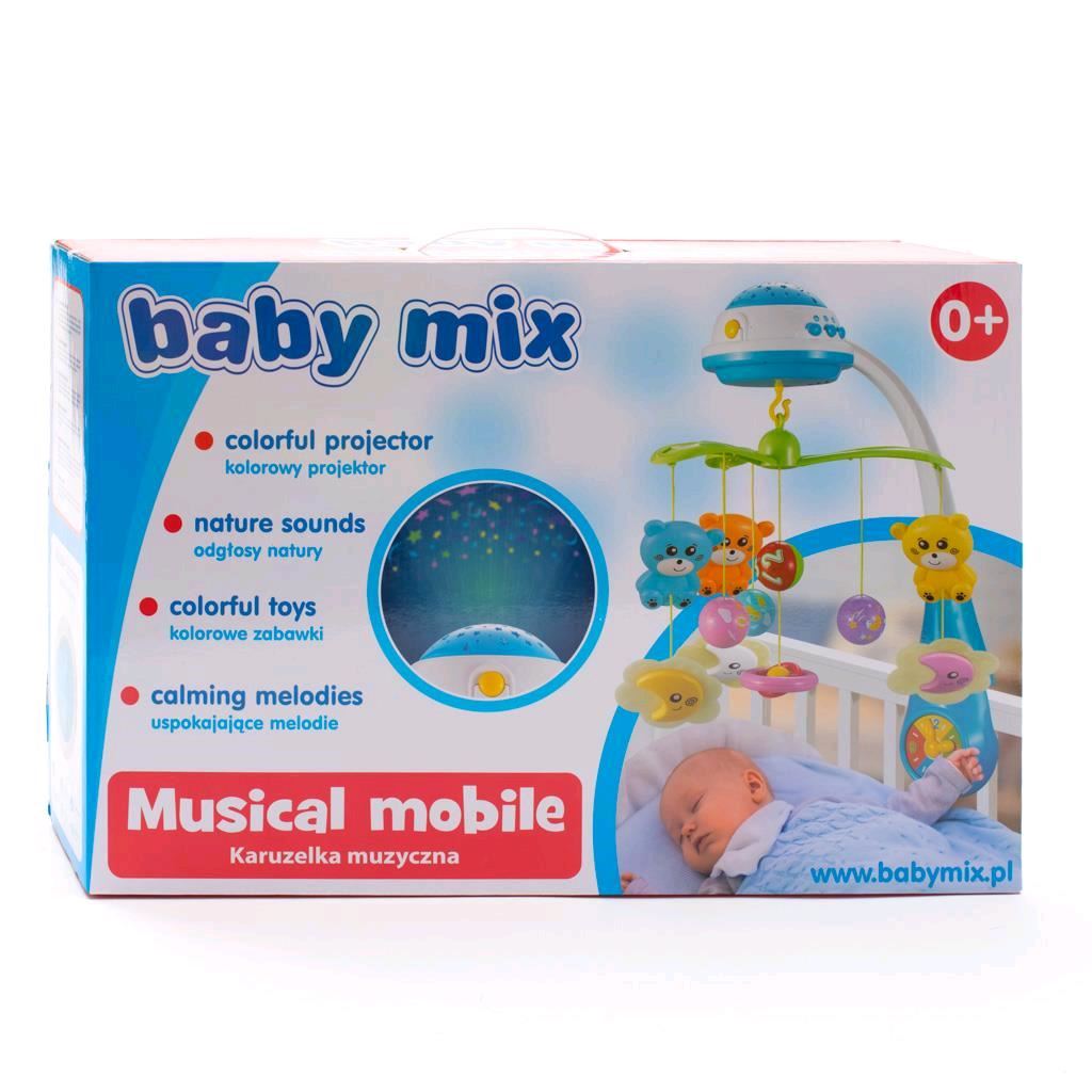 Baby Mix vrtuljak s projektorom – Grey