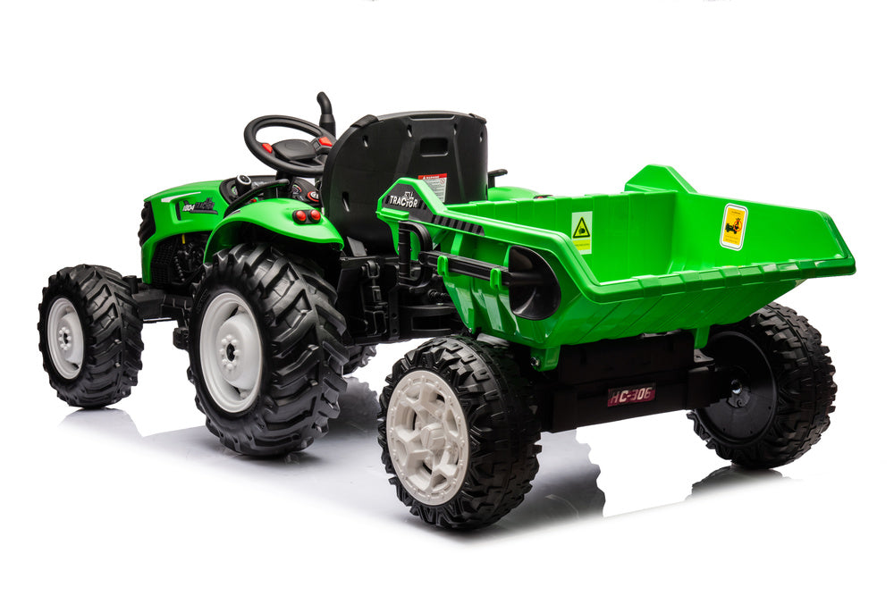 Traktor na akumulator s prikolicom HC-306 24V - Zeleni