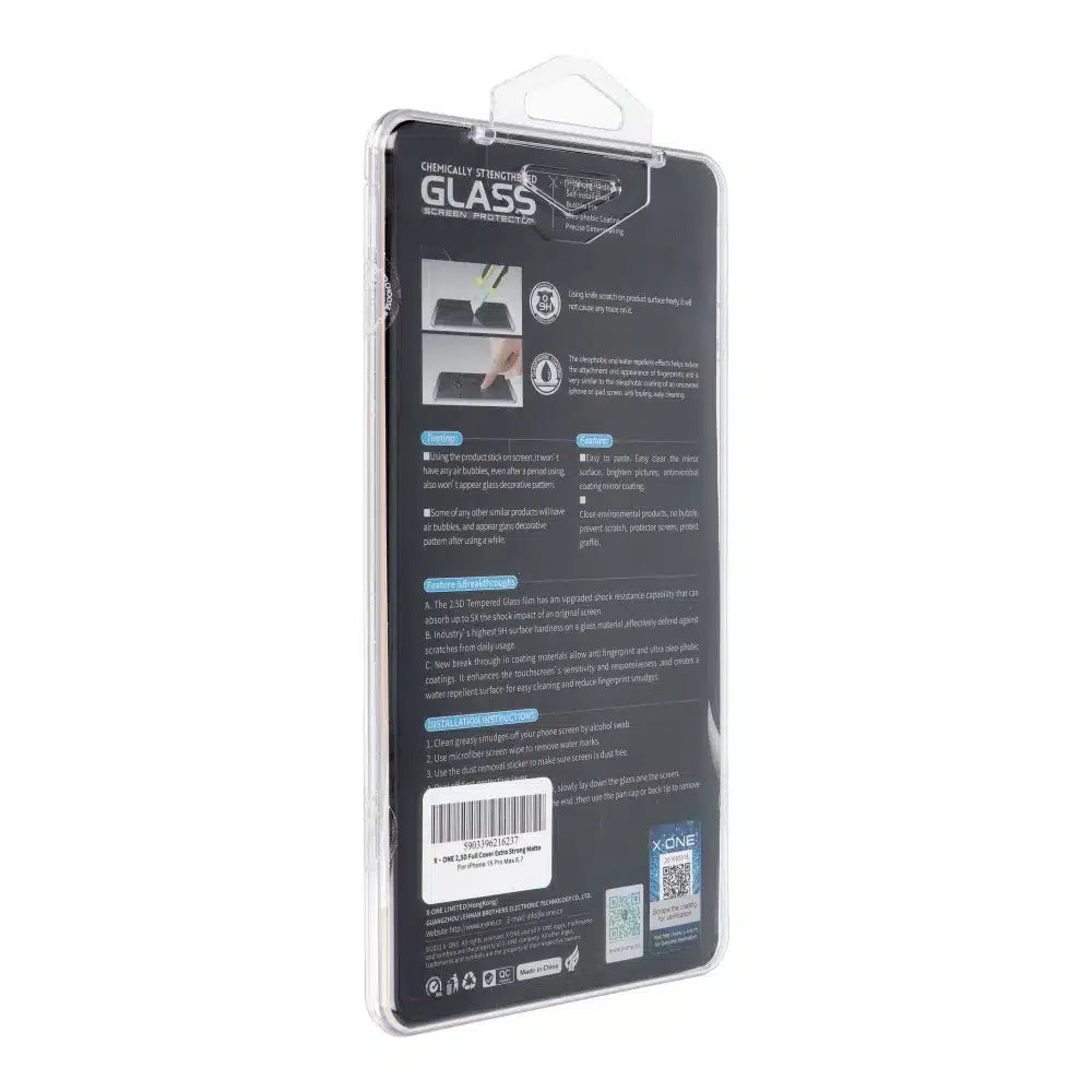 X-ONE Full Cover Extra Strong Tempered Glass Matte - za iPhone 15 Pro Max (popolno lepljenje) črna