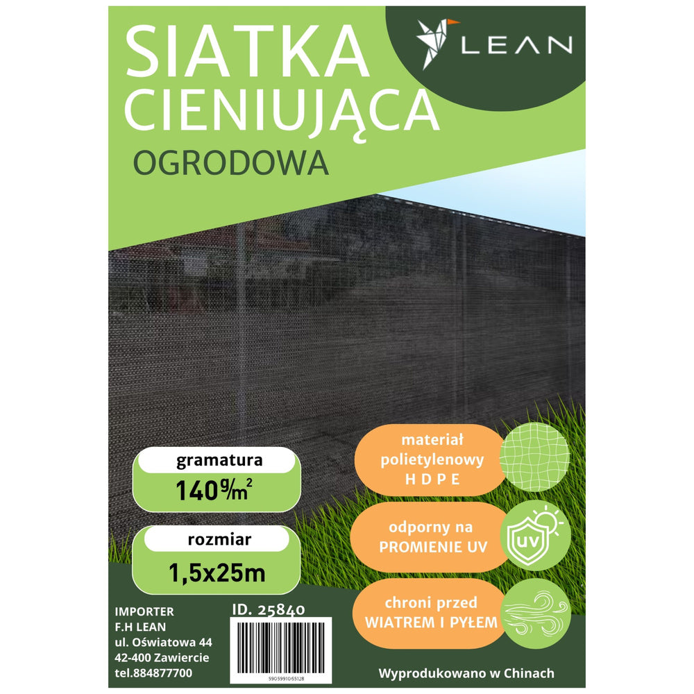 Zaštitna mreža za ogradu 1.5M x 25M 140g/m² - zelena