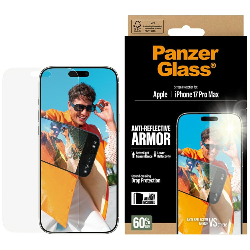 PanzerGlass ® Anti-Reflective Armor Screen Protector iPhone 17 Pro Max w. EasyAligner Prozirna zaštita za zaslon Apple 1 kom
