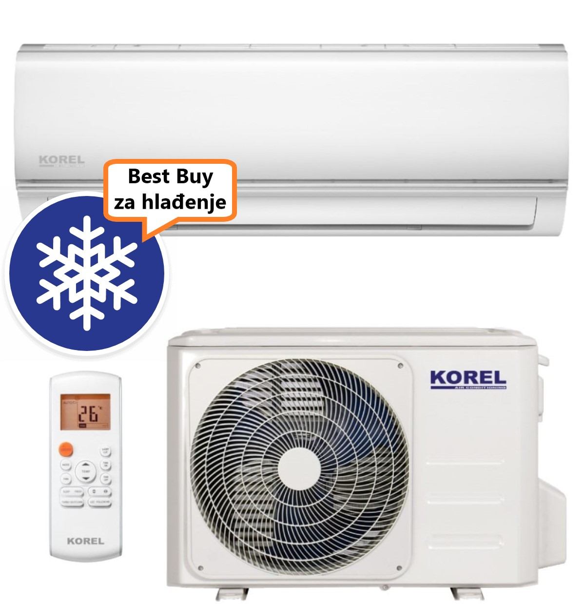 KOREL KLIMA UREĐAJ 3,5kW KOR32-12HFN8-IX/KOR32-12HFN8-OX - NEXO, za prostor do 35m2, A++ energetska klasa, Wi-Fi, R32