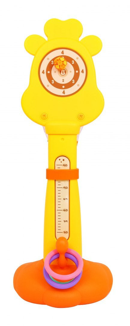Koš za košarku s motivom žirafe + lopta i pumpa - žuta