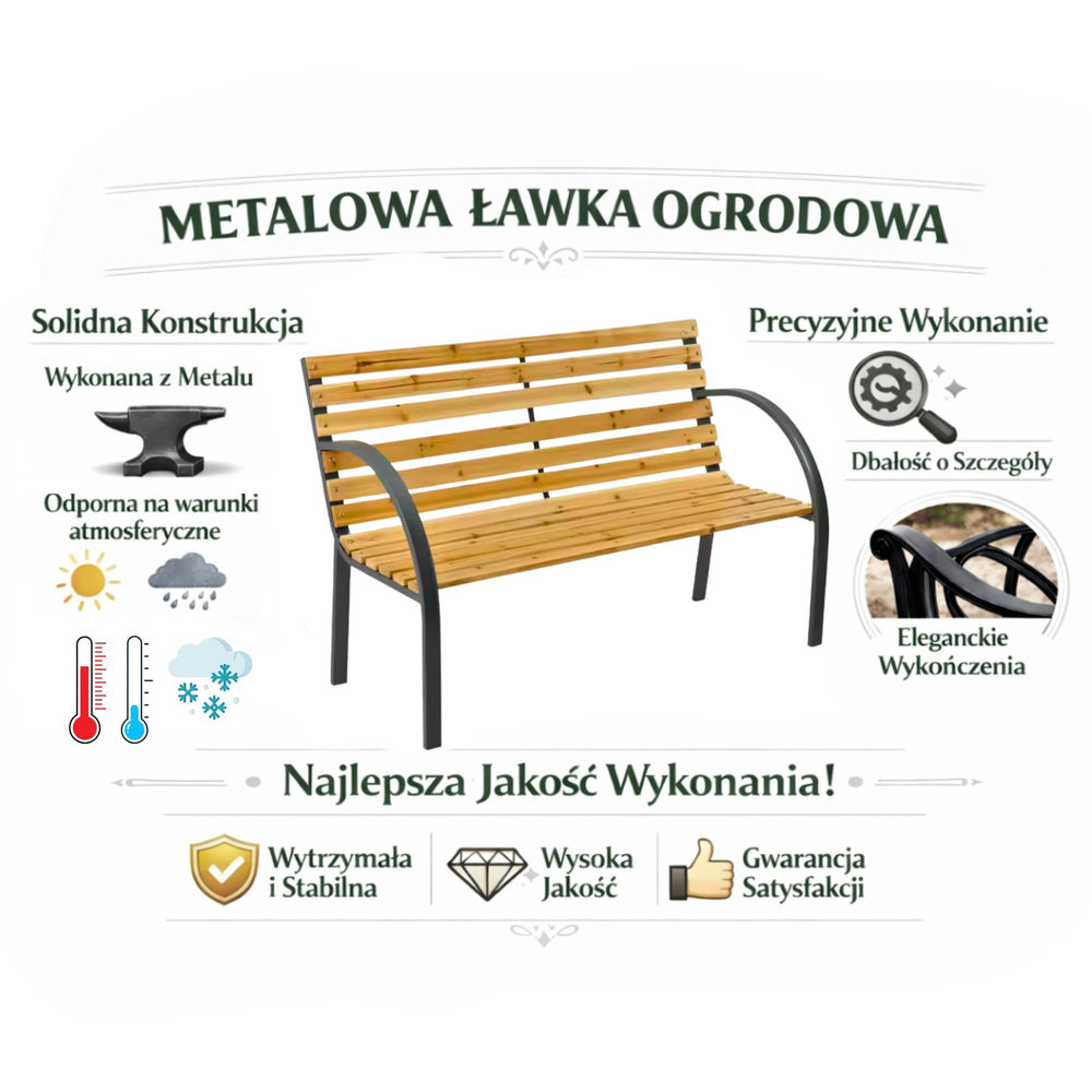 Vrtna drvena klupa Letvica - 125 cm