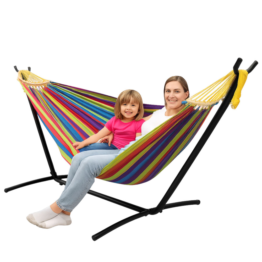 Okvir za viseću mrežu 250 cm + viseća mreža 200x120 (do 200 kg) - Šarena