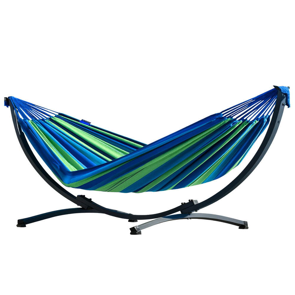 Okvir za viseću mrežu 250 cm + viseća mreža 200x120 (do 200 kg) - zeleno/plava