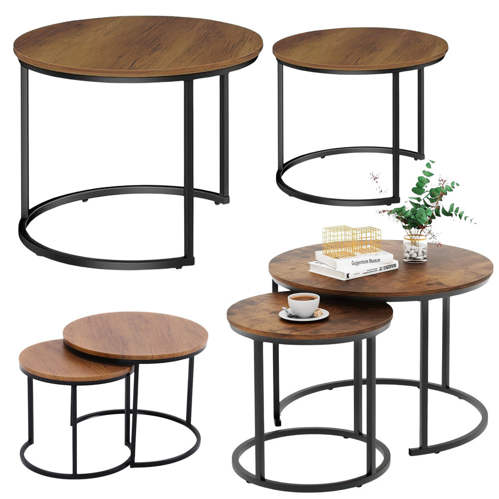 Set stolića za dnevni boravak 2u1 Natural Wood - 70x50cm & 45x44cm